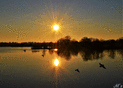 Reflets dor&eacute;s d'un coucher de soleil paisible